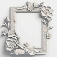 Blank Embossed Frame with Aesthetic Style Flowers Background - photo