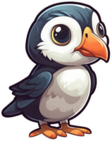 Funny and cute bird transparency sticker, Atlantic Puffin. . png