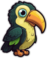 grappig en schattig vogel transparantie sticker, kielbek toekan. ai generatief. png