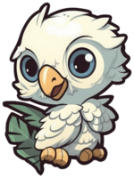 grappig en schattig vogel transparantie sticker, palm kaketoe. ai generatief. png