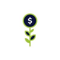 icon vector concept of Dollars on plants that grow metaphor for investment and savings deposits that bring profit. Can used for social media, website, web, poster, mobile apps