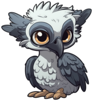 grappig en schattig vogel transparantie sticker, harpij adelaar. ai generatief. png