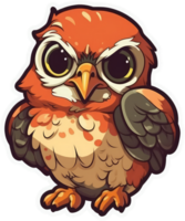 grappig en schattig vogel transparantie sticker, roodstaart havik. ai generatief. png