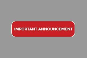 important announcement vectors.sign label bubble speech important announcement vector