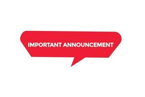 important announcement vectors.sign label bubble speech important announcement vector