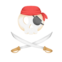 watercolor pirate skull png