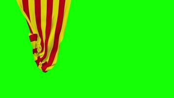 catalunha, senyera suspensão tecido bandeira acenando dentro vento 3d Renderização, independência dia, nacional dia, croma chave, luma fosco seleção do bandeira video