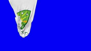 Cricket Australia, Australian Cricket Board, CA, ACB Hanging Fabric Flag Waving in Wind 3D Rendering, Independence Day, National Day, Chroma Key, Luma Matte Selection of Flag video