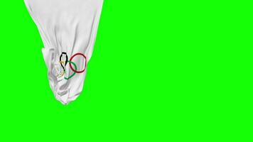 olympic spel, olympiska spel hängande tyg flagga vinka i vind 3d tolkning, oberoende dag, nationell dag, krom nyckel, luma matt urval av flagga video