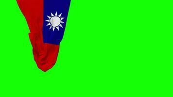 Taiwan Hanging Fabric Flag Waving in Wind 3D Rendering, Independence Day, National Day, Chroma Key, Luma Matte Selection of Flag video