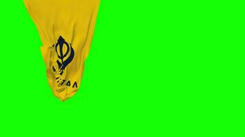 Khalistan Hanging Fabric Flag Waving in Wind 3D Rendering, Independence Day, National Day, Chroma Key, Luma Matte Selection of Flag video