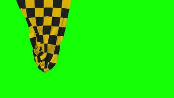 Racing Black and Yellow Checkered Hanging Fabric Flag Waving in Wind 3D Rendering, Independence Day, National Day, Chroma Key, Luma Matte Selection of Flag video