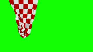 Racing Red and White Checkered Hanging Fabric Flag Waving in Wind 3D Rendering, Independence Day, National Day, Chroma Key, Luma Matte Selection of Flag video