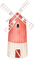 Aquarell Windmühle Bauernhof png