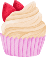 sobremesa de cupcake aquarela png