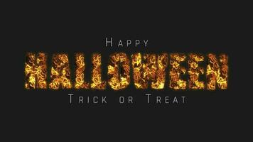 gelukkig halloween realistisch brand tekst animatie met zwart achtergrond video