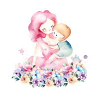 Beautiful watercolor clip art of a mom and baby with flowers. It is perfect for any project packaging,  bags, pillows, t-shirts, etc. whatever you want.   Perfect as a gift or for your own home decor. png