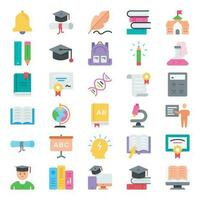Flat color icons for Education school. vector