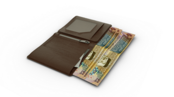 3D rendering of Jordanian dinar notes in wallet png