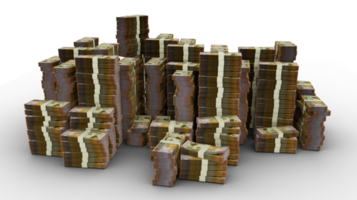 Big stack of Jordanian Dinar notes. A lot of money isolated on transparent background. 3d rendering of bundles of cash png