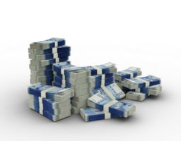 Stack of Moroccan Dirham notes. 3d rendering of bundles of money isolated on transparent background png