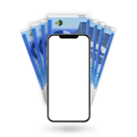 3d Illustration von marokkanisch dirham Anmerkungen hinter Handy, Mobiltelefon Telefon png