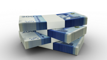 3d rendering of Stack of Moroccan Dirham notes. Few bundles of Moroccan currency isolated on transparent background png