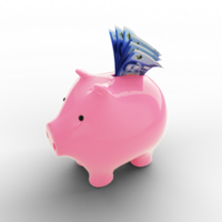 Moroccan dirhams inside pink Piggy Bank, money in piggy bank, savings concept, 3d rendering png