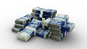 Bundles of Moroccan dirham notes. 3D rendering of bundles of banknotes png