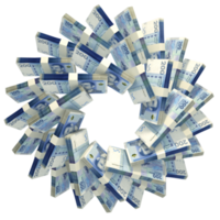 3d rendering of stacks of Moroccan Dirham arranged in a circular pattern. png