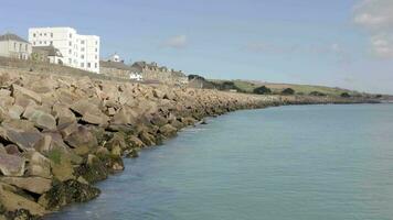 Sea Defence Walls Protecting the Land Along A Coastline video