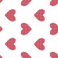 Vector seamless pattern with checkered hearts in red and white colours in cartoon style. Digital seamless background with red hearts for Valentines day