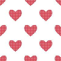Vector seamless pattern with checkered hearts in red and white colours in cartoon style. Digital seamless background with red hearts for Valentines day