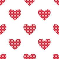 Vector seamless pattern with checkered hearts in red and white colours in cartoon style. Digital seamless background with red hearts for Valentines day