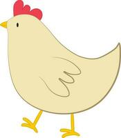 Vector illustration of white chicken character in cartoon style. Digital farm chicken icon for Easter design