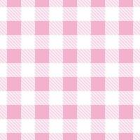 Vector seamless pattern with gingham check in pink and white colours for fabric and textile design