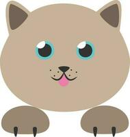 Vector illustration of siamese cat head in cartoon style. Smiling Balinese cat character design