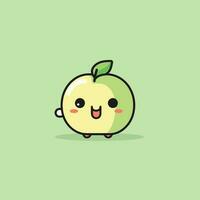 Cute kawaii apple chibi mascot vector cartoon style