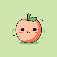 Cute kawaii apple chibi mascot vector cartoon style