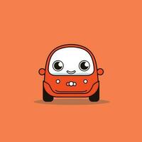 linda kawaii coche chibi mascota vector dibujos animados estilo