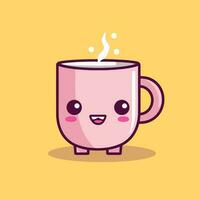 Cute kawaii cup chibi mascot vector cartoon style