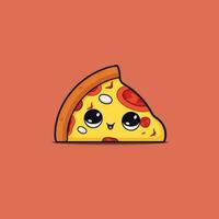 Cute kawaii pizza chibi mascot vector cartoon style