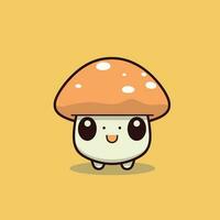 Cute kawaii mushroom chibi mascot vector cartoon style