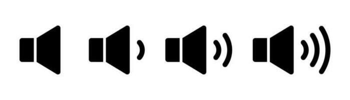 Volume icon. Megaphone sign in glyph. Sound symbol in black. Music icon set. Glyph loudspeaker symbol. Sound sign. Megaphone in black. Stock vector