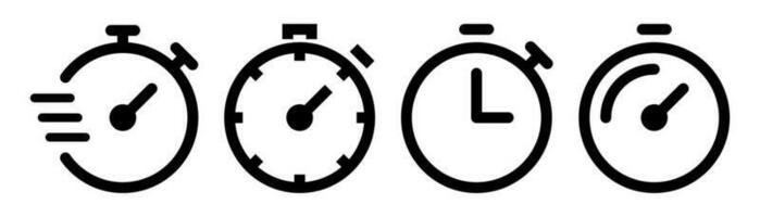 Stopwatch icons set. Outline timer symbol. Outline stopwatch icon. Linear alarm pictogram. vector