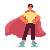 Believe in yourself flat concept vector spot illustration. Self motivated man wearing superhero cape 2D cartoon character on white for web UI design. Courage isolated editable creative hero image