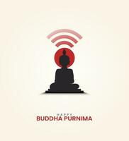Happy Buddha Purnima Banner - Lord Buddha on Leaf - Illustration vector