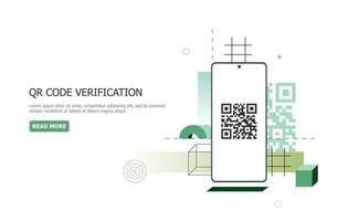 Scanning a QR code with your phone. The concept of online payments, identification, verification. Banner, template, layout. vector