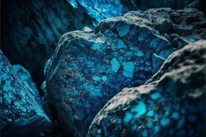 Blue stone background toned rock texture macro view. illustration. photo