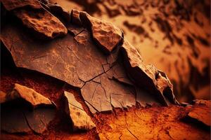 Grunge red and brown rock texture, looks like the cracked surface of the planet Mars. illustration. photo